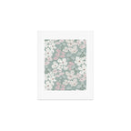Soft meadow blooms - muted mint, dusty green, pink and beige floral pattern Art Print Gallery Image 1