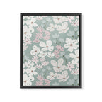 Soft meadow blooms - muted mint, dusty green, pink and beige floral pattern Framed Canvas Print Gallery Image 8