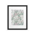Soft meadow blooms - muted mint, dusty green, pink and beige floral pattern Framed Art Print Gallery Image 6