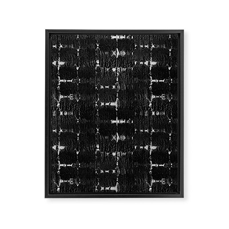 Soft texture of Shibori squares - black pattern Framed Canvas Print Gallery Image 3