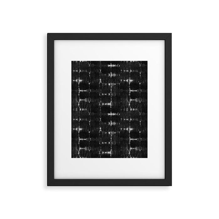 Soft texture of Shibori squares - black pattern Framed Art Print Gallery Image 1