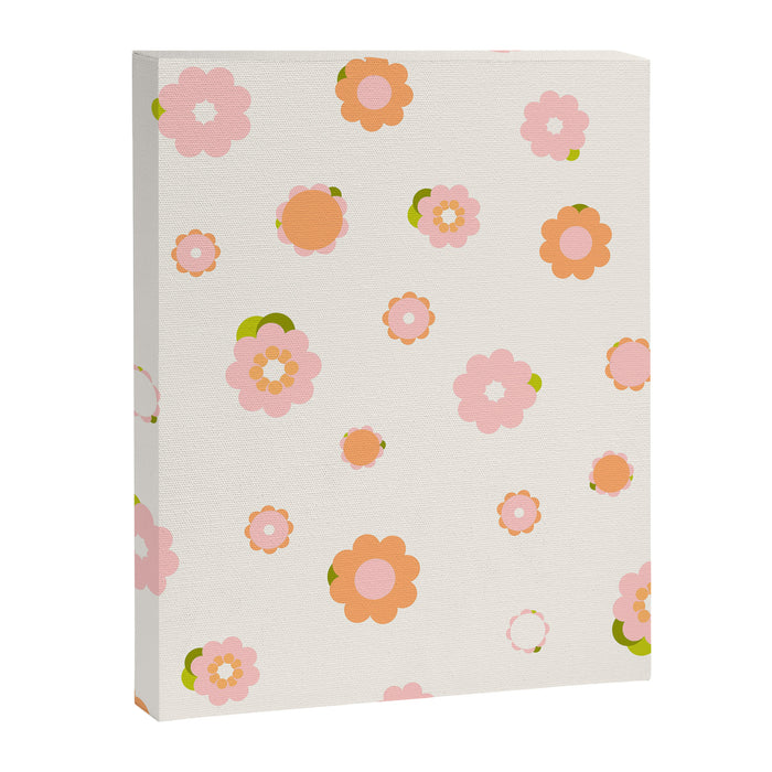 Peach pink and orange flowers pattern Canvas Print Gallery Image 1