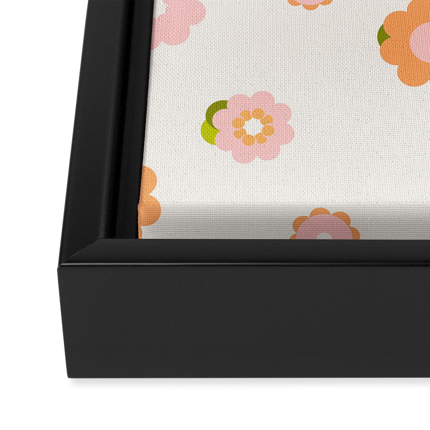 Peach pink and orange flowers pattern Framed Canvas Print Gallery Image 3
