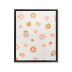 Peach pink and orange flowers pattern Framed Canvas Print Gallery Image 8