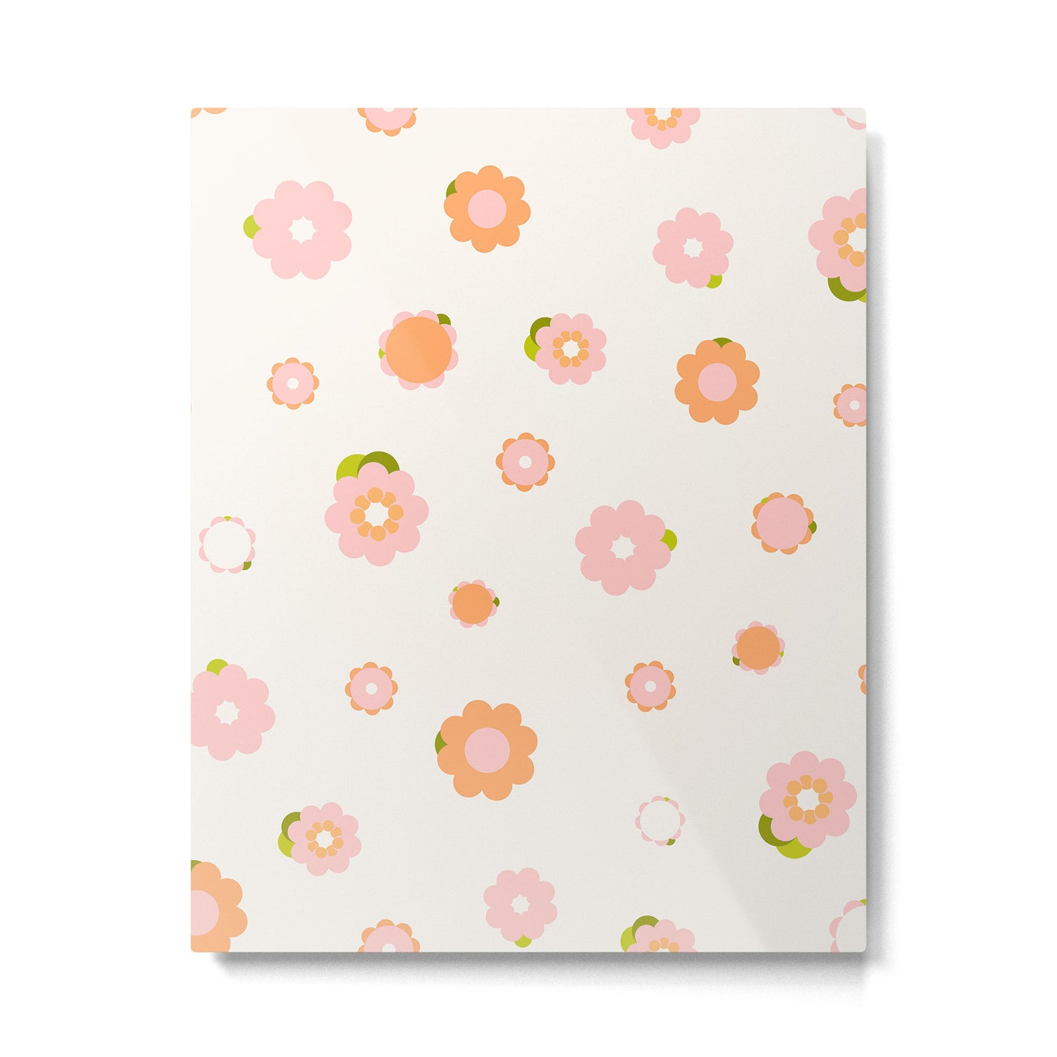 Peach pink and orange flowers pattern Metal Print Gallery Image 6