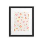 Peach pink and orange flowers pattern Framed Art Print Gallery Image 6