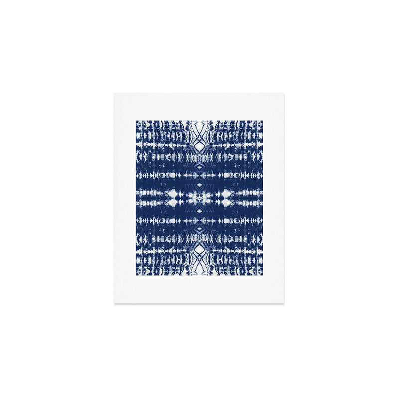 Tie dye shibori horizontal indigo blue stripes pattern Art Print Gallery Image 1
