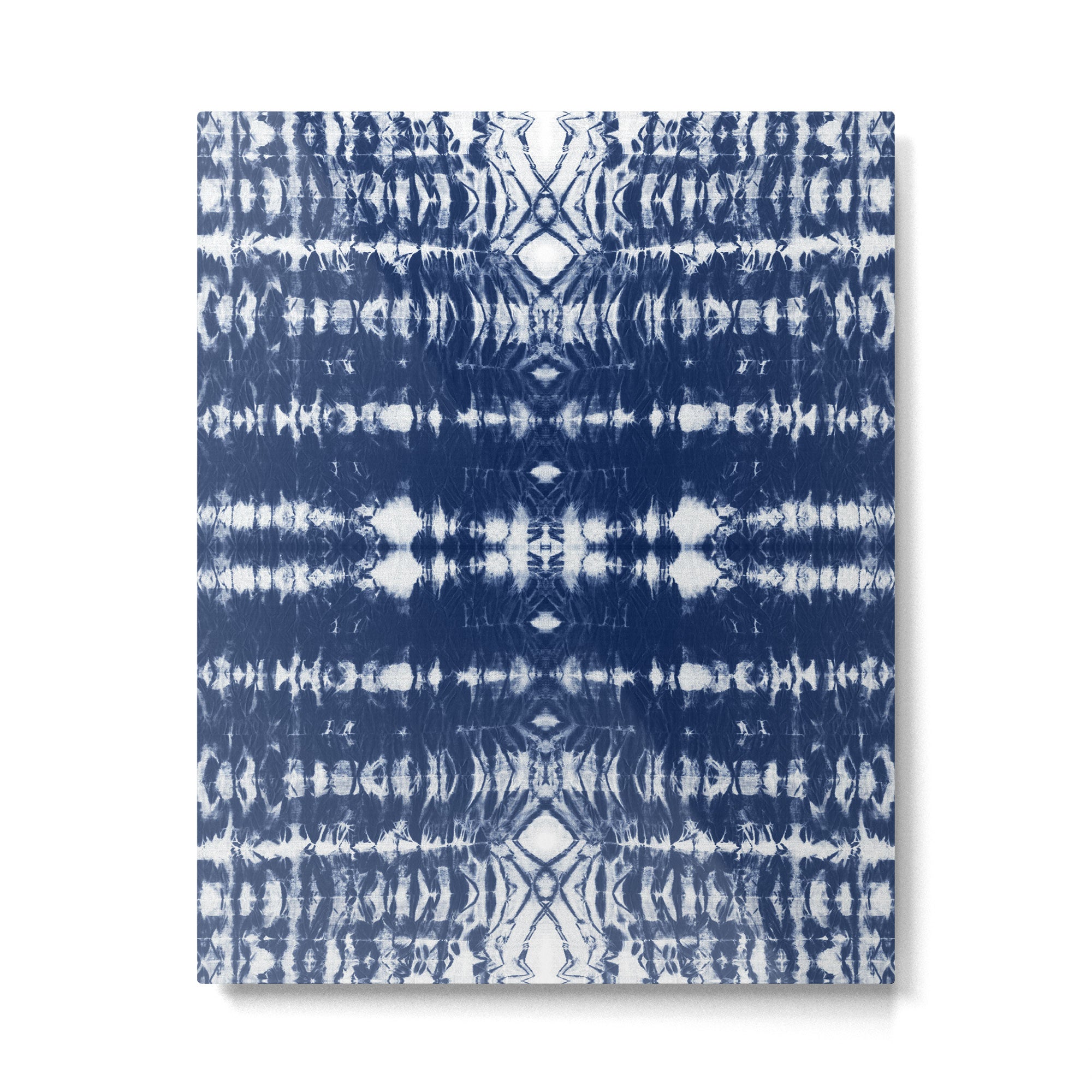 Tie dye shibori horizontal indigo blue stripes pattern Metal Print Gallery Image 6