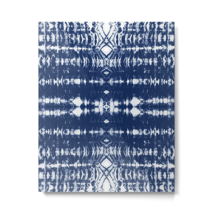 Tie dye shibori horizontal indigo blue stripes pattern Metal Print Gallery Image 1