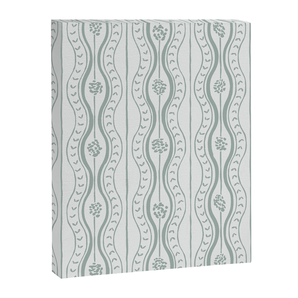 Wavy lines and tiny blooms - dusty mint pastel green pattern Canvas Print Gallery Image 8