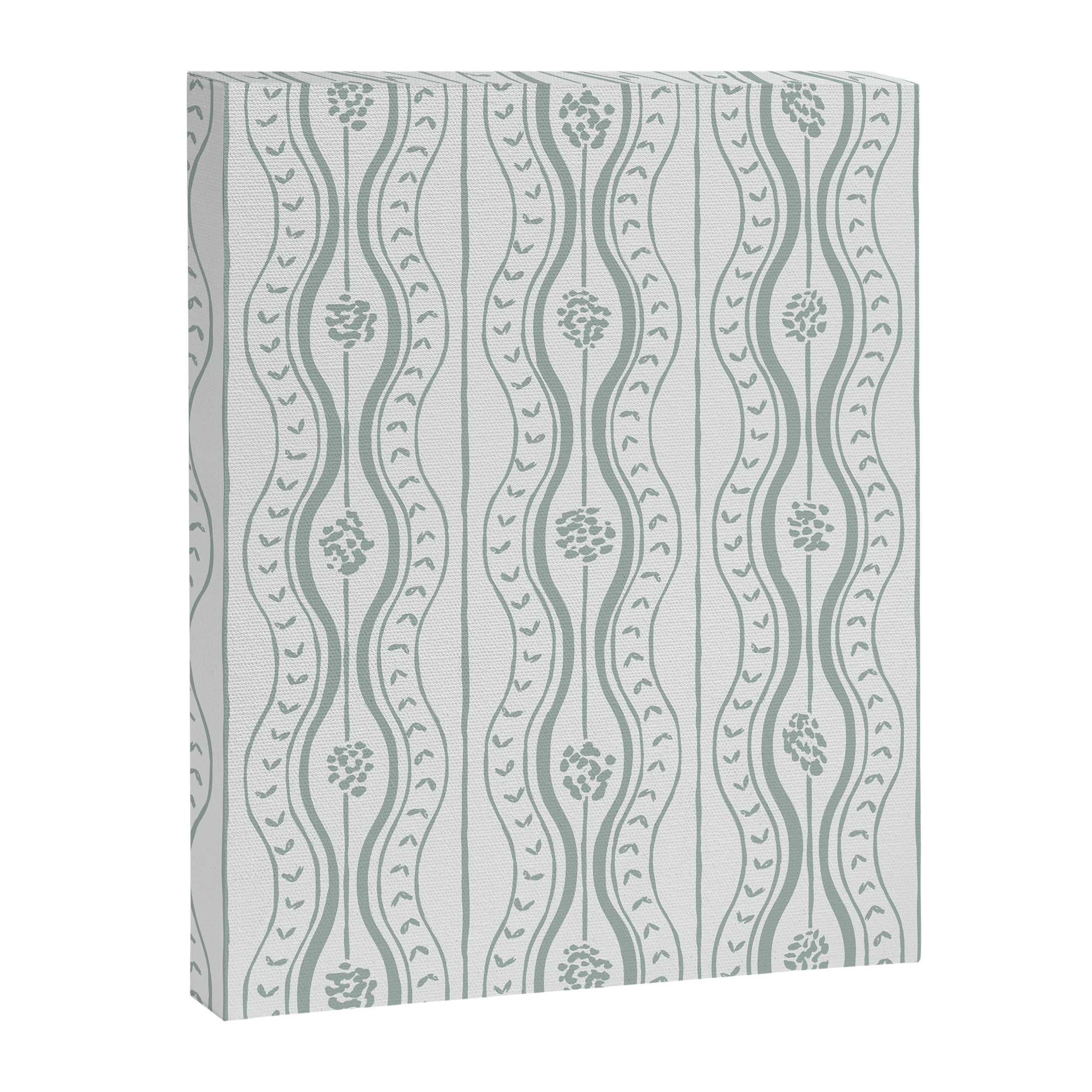 Wavy lines and tiny blooms - dusty mint pastel green pattern Canvas Print Gallery Image 8