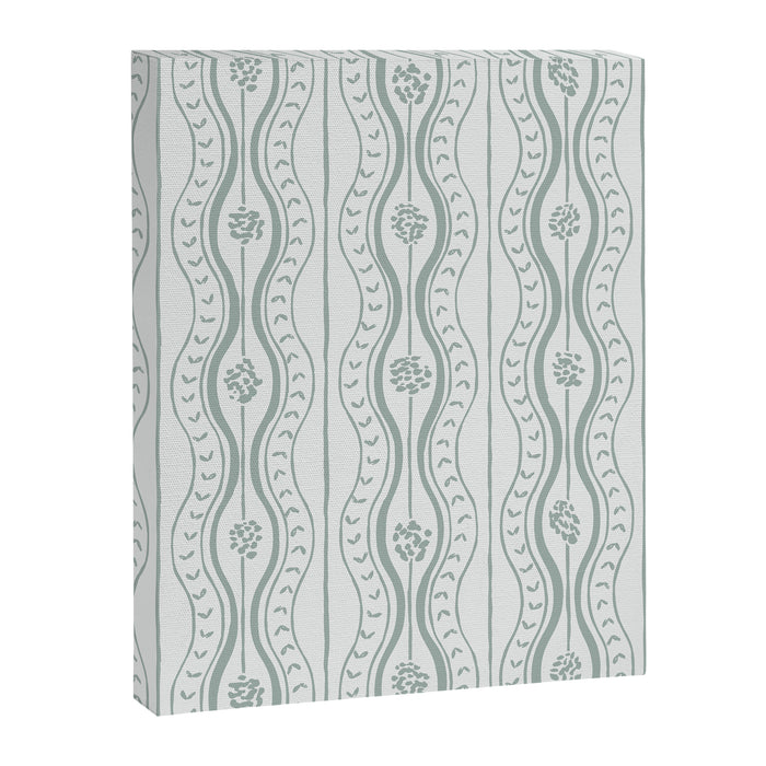 Wavy lines and tiny blooms - dusty mint pastel green pattern Canvas Print Gallery Image 1