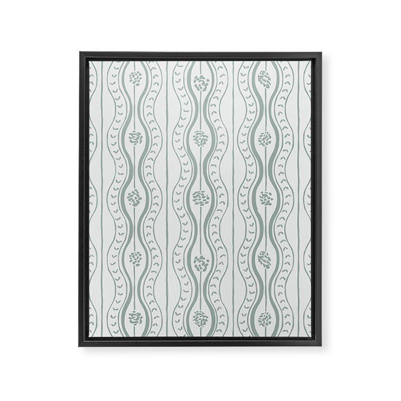 Wavy lines and tiny blooms - dusty mint pastel green pattern Framed Canvas Print Gallery Image 8