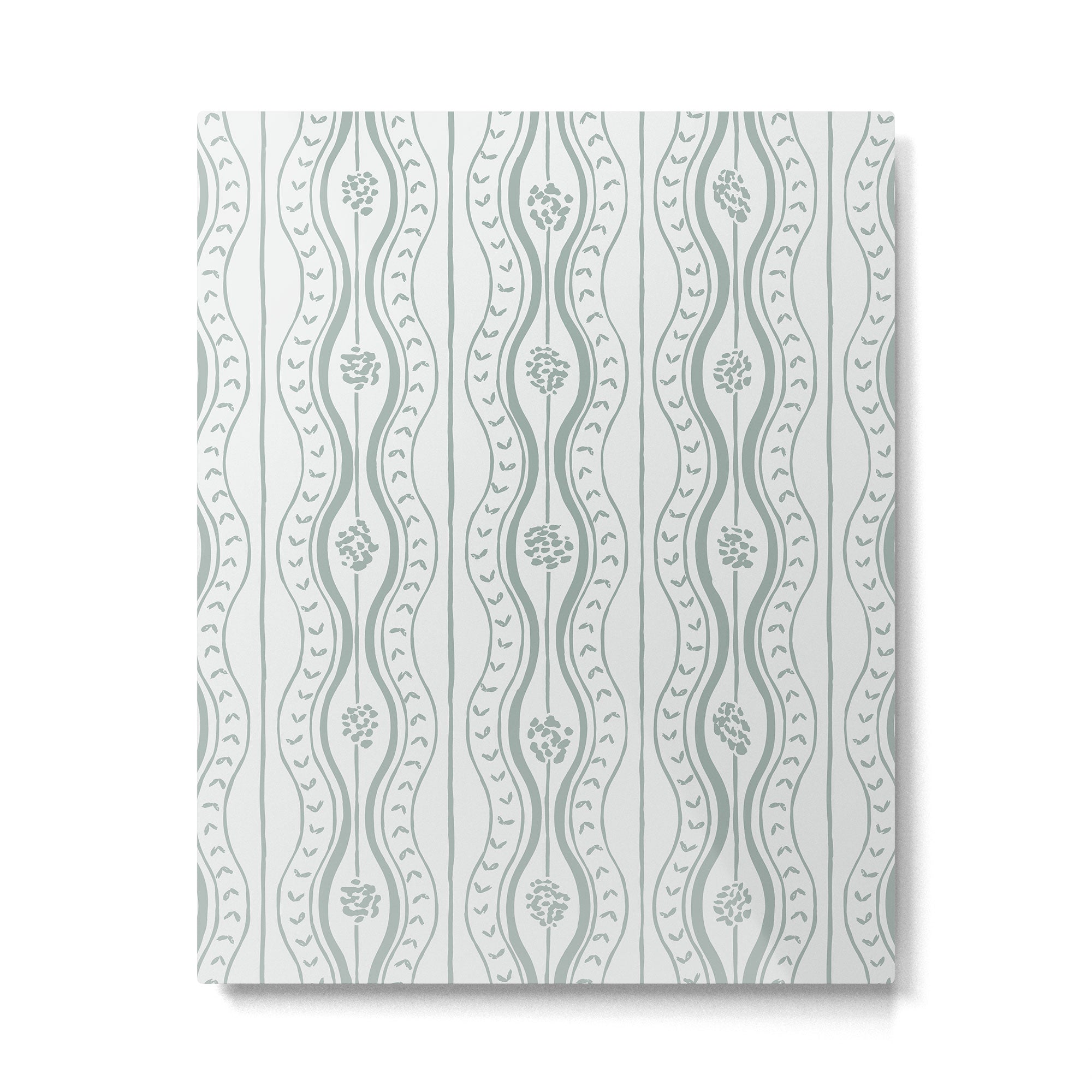 Wavy lines and tiny blooms - dusty mint pastel green pattern Metal Print Gallery Image 6