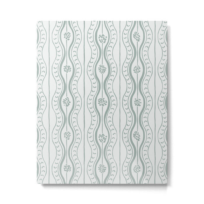 Wavy lines and tiny blooms - dusty mint pastel green pattern Metal Print Gallery Image 1