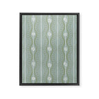 Wavy lines and tiny blooms - dusty mint sage green and cream stripes pattern Framed Canvas Print Gallery Image 8
