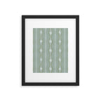 Wavy lines and tiny blooms - dusty mint sage green and cream stripes pattern Framed Art Print Gallery Image 6