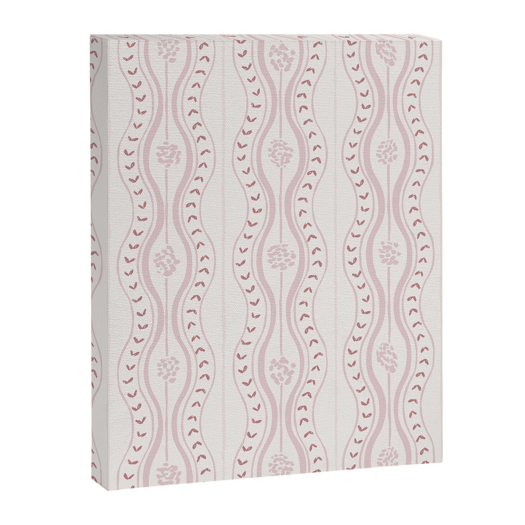 Wavy lines and tiny blooms - dusty pink and beige cream tones pattern Canvas Print Gallery Image 8