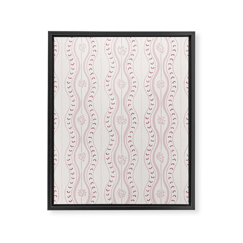Wavy lines and tiny blooms - dusty pink and beige cream tones pattern Framed Canvas Print Gallery Image 8