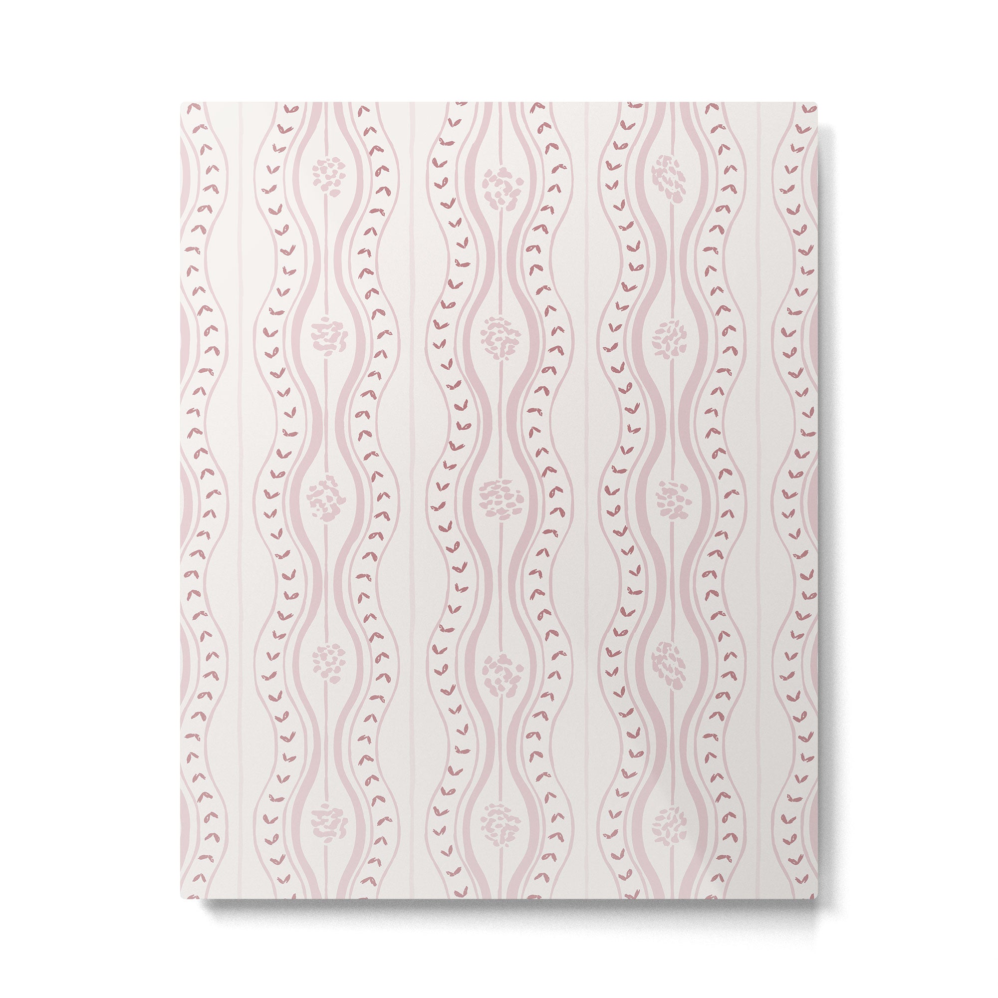 Wavy lines and tiny blooms - dusty pink and beige cream tones pattern Metal Print Gallery Image 6