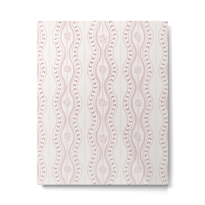 Wavy lines and tiny blooms - dusty pink and beige cream tones pattern Metal Print Gallery Image 1