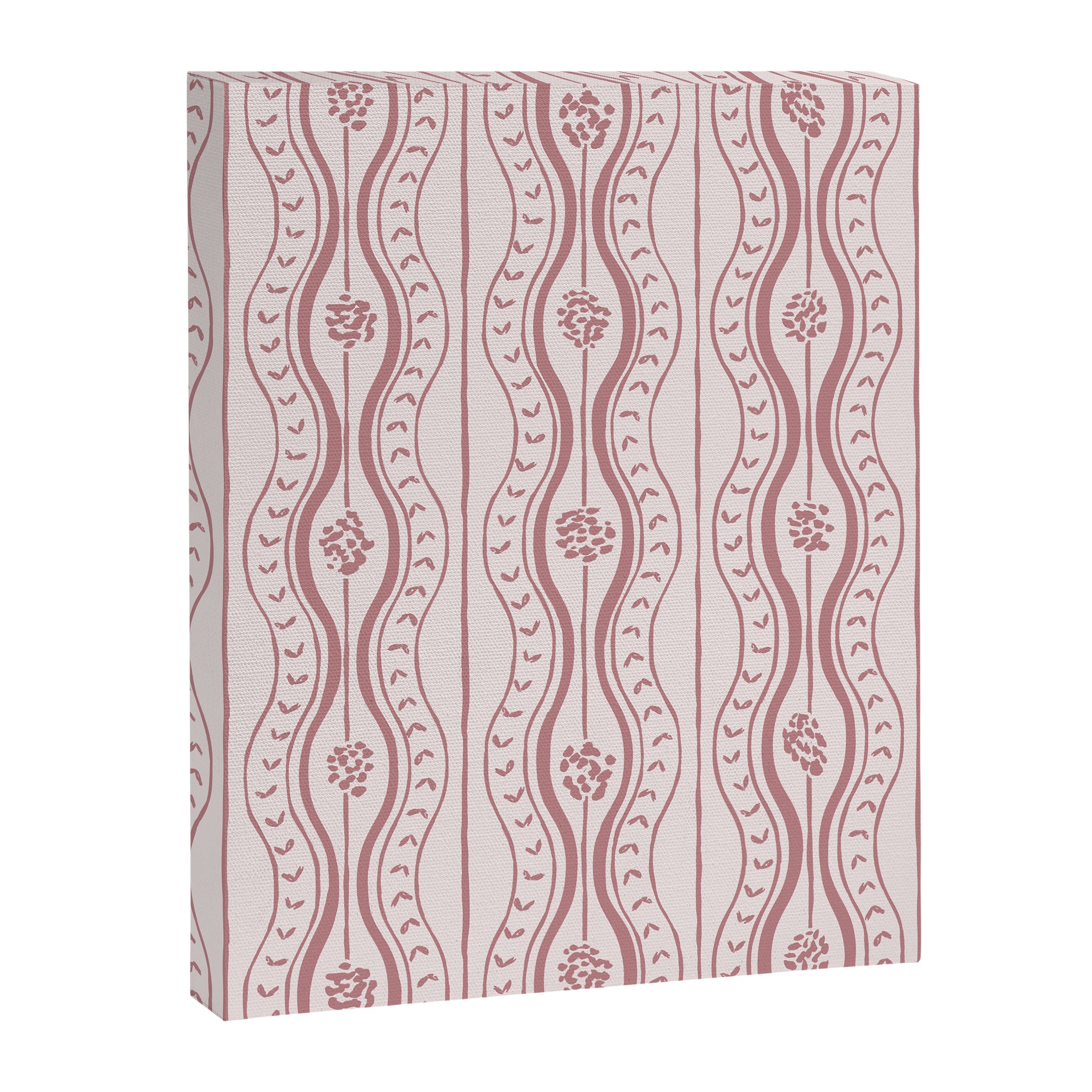 Wavy lines and tiny blooms - dusty rose old pink tones pattern Canvas Print Gallery Image 8