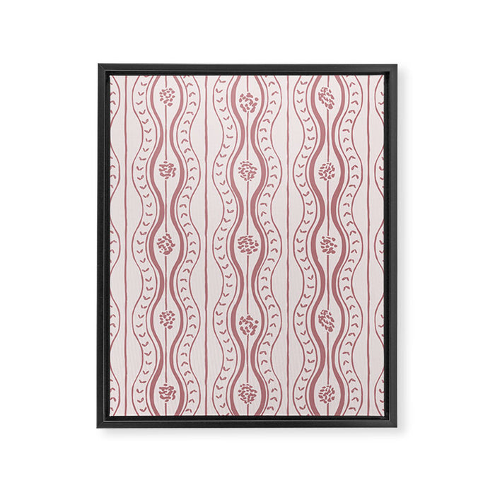 Wavy lines and tiny blooms - dusty rose old pink tones pattern Framed Canvas Print Gallery Image 1