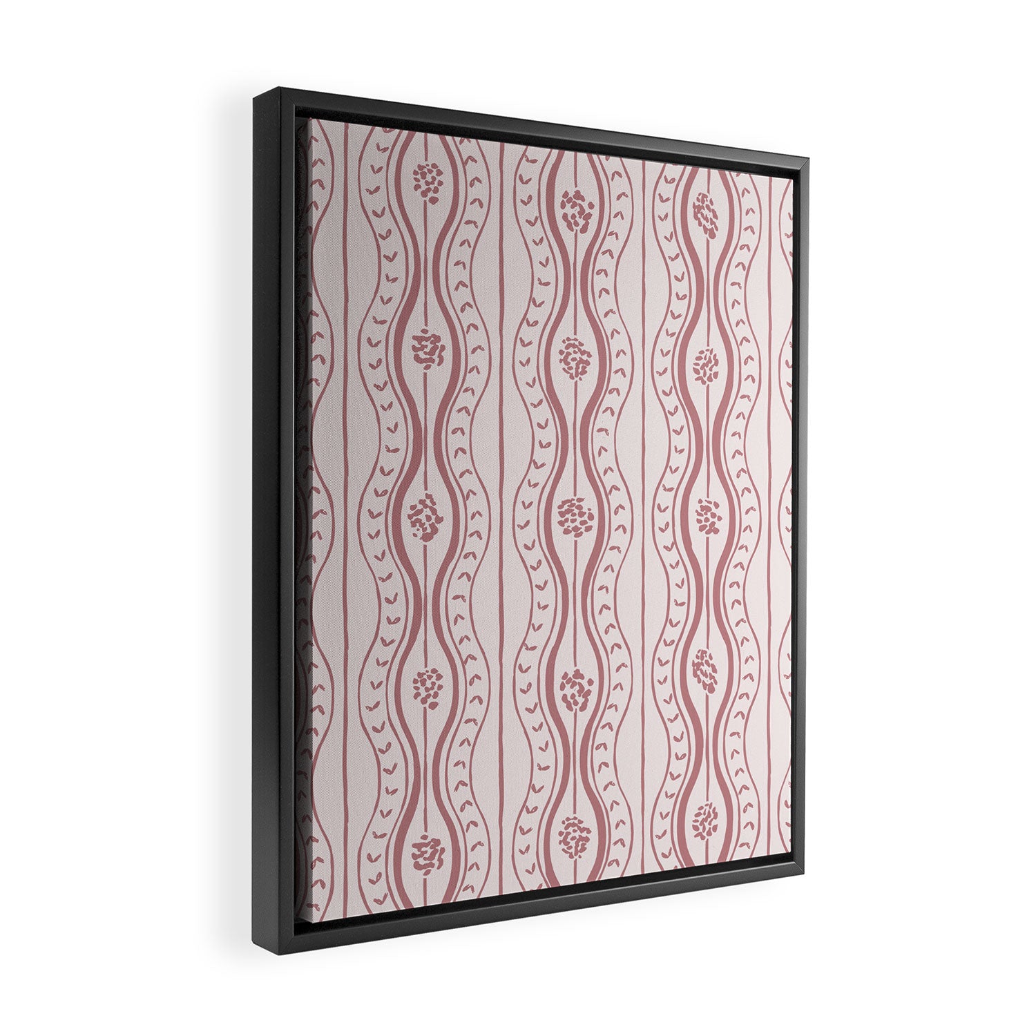 Wavy lines and tiny blooms - dusty rose old pink tones pattern Framed Canvas Print Gallery Image 2