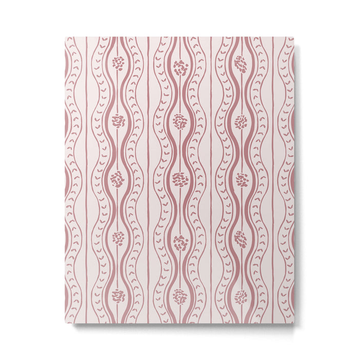 Wavy lines and tiny blooms - dusty rose old pink tones pattern Metal Print Gallery Image 1