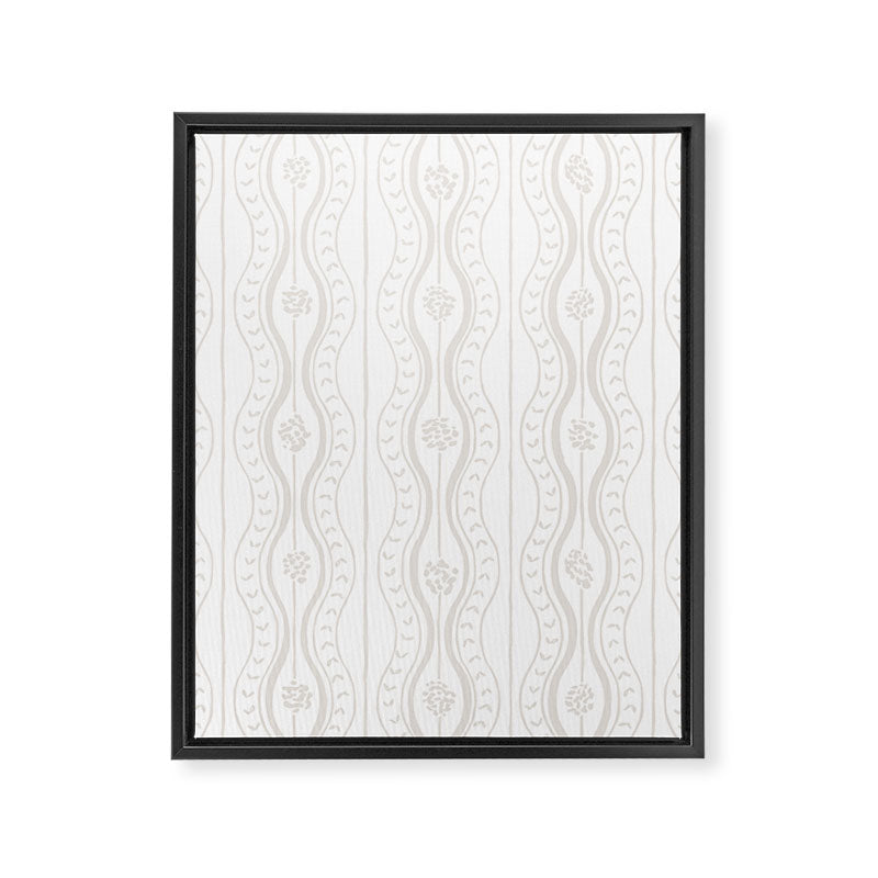 Wavy lines and tiny blooms - natural soft beige mushroom tones pattern Framed Canvas Print Gallery Image 8