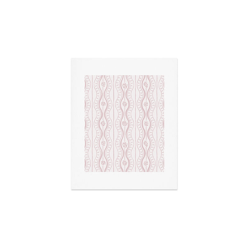 Wavy lines and tiny blooms - soft blush baby pink tones pattern Art Print Gallery Image 1