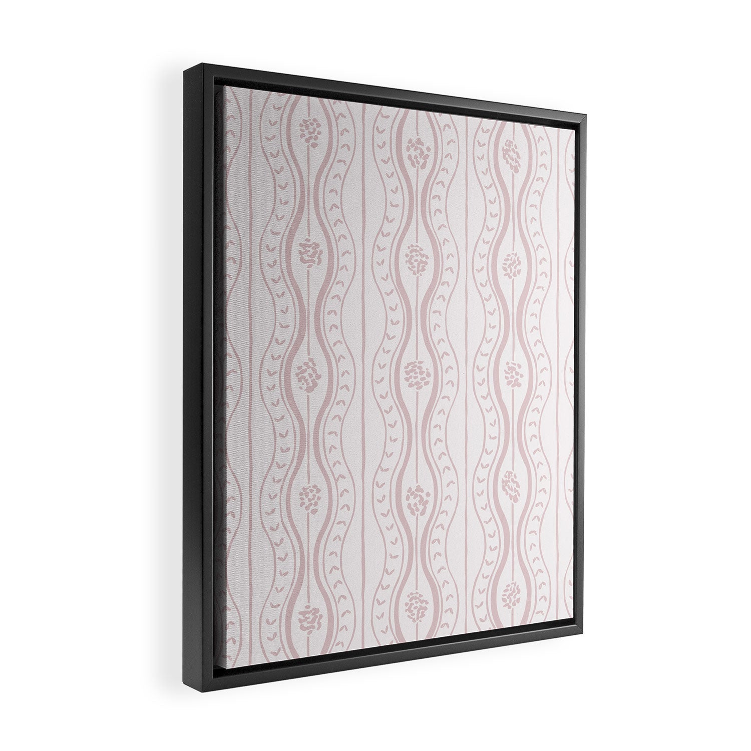 Wavy lines and tiny blooms - soft blush baby pink tones pattern Framed Canvas Print Gallery Image 2