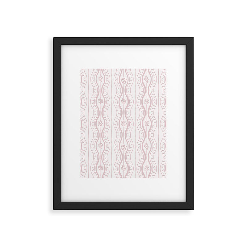 Wavy lines and tiny blooms - soft blush baby pink tones pattern Framed Art Print Gallery Image 6