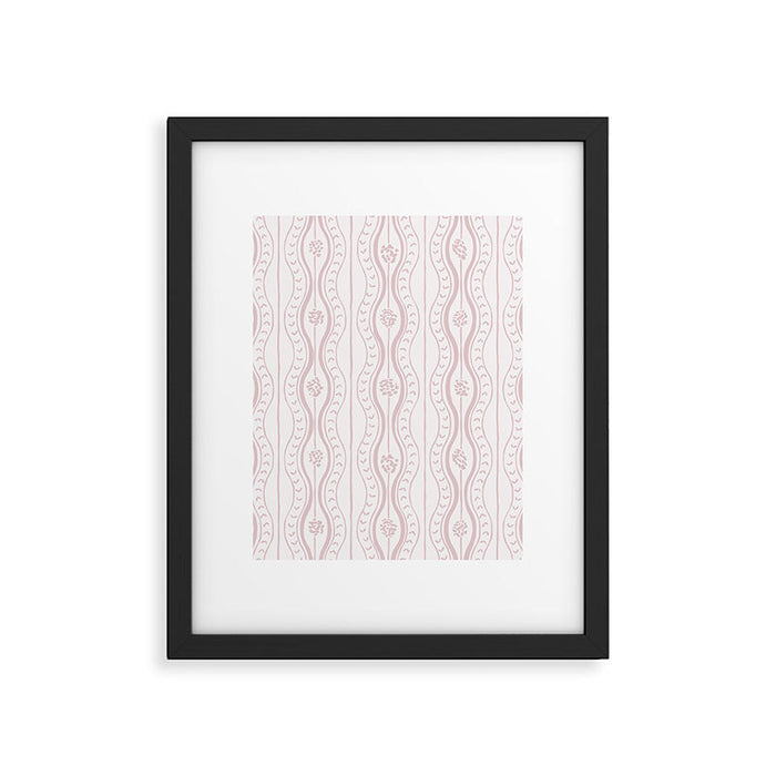 Wavy lines and tiny blooms - soft blush baby pink tones pattern Framed Art Print Gallery Image 1