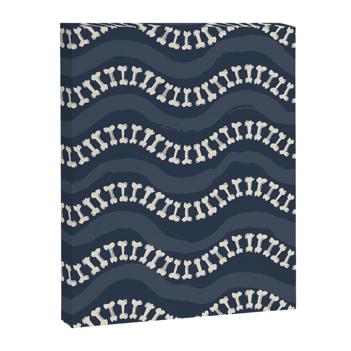 Wavy path of bones - navy blue Canvas Print Gallery Image 1