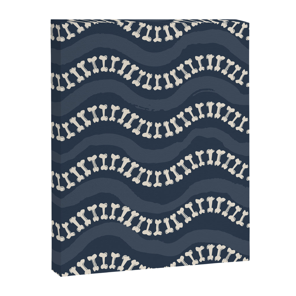 Wavy path of bones - navy blue Canvas Print Gallery Image 8