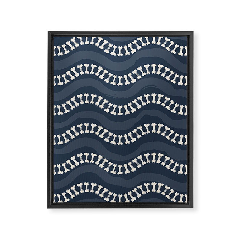 Wavy path of bones - navy blue Framed Canvas Print Gallery Image 8