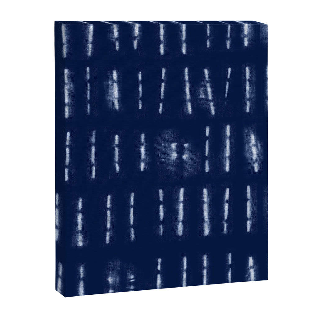 White stripes over blue shibori tie dye pattern Canvas Print Gallery Image 8
