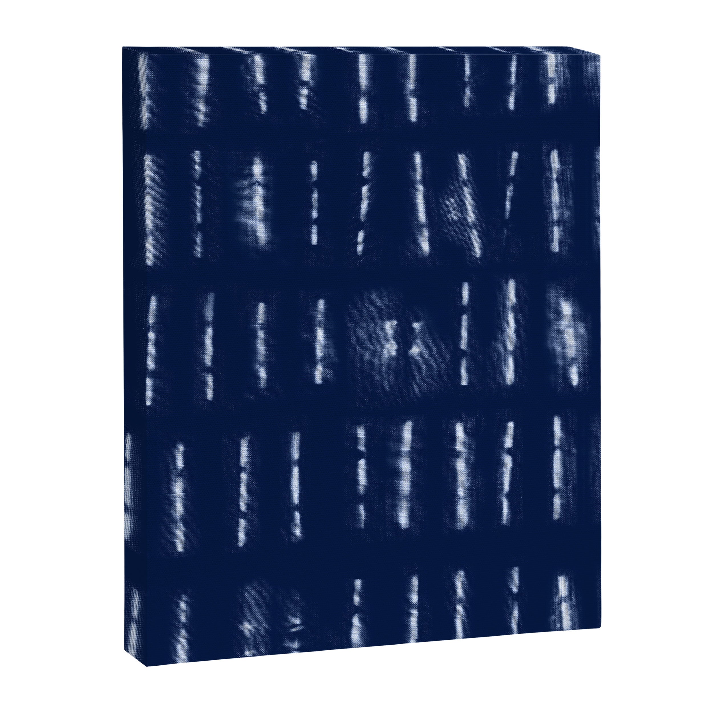 White stripes over blue shibori tie dye pattern Canvas Print Gallery Image 8