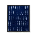White stripes over blue shibori tie dye pattern Framed Canvas Print Gallery Image 8