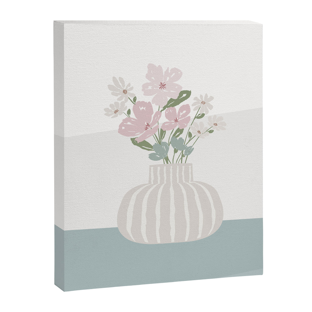 Wildflower bouquet in vase illustration - beige muted pink and dusty green flowers Canvas Print Gallery Image 8