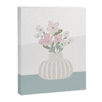 Wildflower bouquet in vase illustration - beige muted pink and dusty green flowers Canvas Print Gallery Image 8