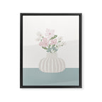 Wildflower bouquet in vase illustration - beige muted pink and dusty green flowers Framed Canvas Print Gallery Image 8