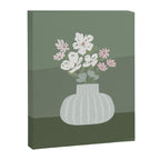 Wildflower bouquet in vase illustration - muted pink, beige and sage green flowers  Canvas Print Gallery Image 8