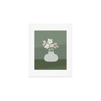 Wildflower bouquet in vase illustration - muted pink, beige and sage green flowers  Art Print Gallery Image 1