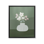 Wildflower bouquet in vase illustration - muted pink, beige and sage green flowers  Framed Canvas Print Gallery Image 8