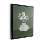 Wildflower bouquet in vase illustration - muted pink, beige and sage green flowers  Framed Canvas Print Gallery Image 2