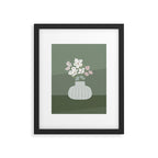Wildflower bouquet in vase illustration - muted pink, beige and sage green flowers  Framed Art Print Gallery Image 6