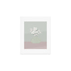 Wildflower bouquet in vase illustration - muted green, dusty pink and beige flowers Art Print Gallery Image 1
