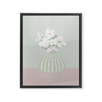 Wildflower bouquet in vase illustration - muted green, dusty pink and beige flowers Framed Canvas Print Gallery Image 8